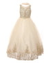 Little Girls Champagne Rhinestone Embroidered Full Length Formal Dress Dress 4-6 - SophiasStyle.com